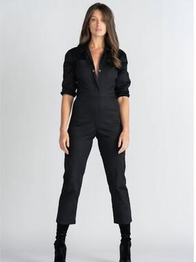 Rivet Utility The Charmer Black Cropped Jumpsuit with Zip Front
